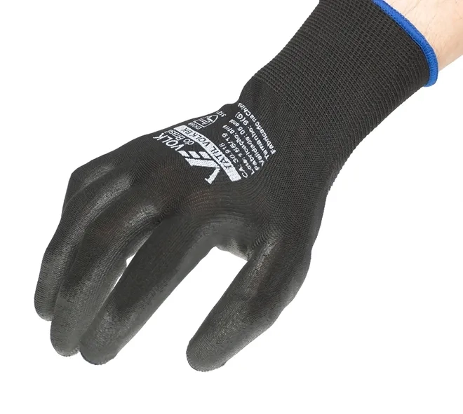 Luva Tátil Volk em Nylon com Banho PU Preta - Caixa com 12 CA 30916