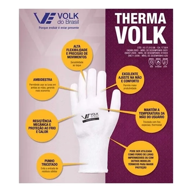 Luva Térmica Quente e Frio Therma Volk - Caixa com 10