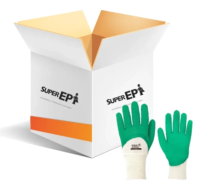 Luva de Proteção Green Volk Látex Corrugado Para Serviços Geais CA 38800 - Caixa com 12
