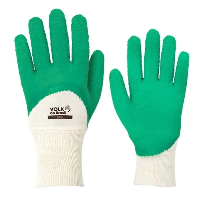 Luva de Proteção Green Volk Látex Corrugado Para Serviços Geais CA 38800 - Caixa com 12