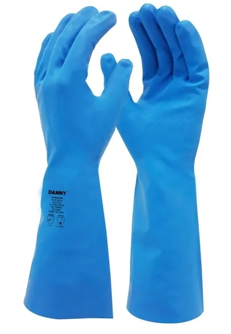 Luva Nitrisilver Danny Azul Nitrílica Com Forro Verniz Silver Antialérgica DA-36400 CA 44058 - Caixa com 12