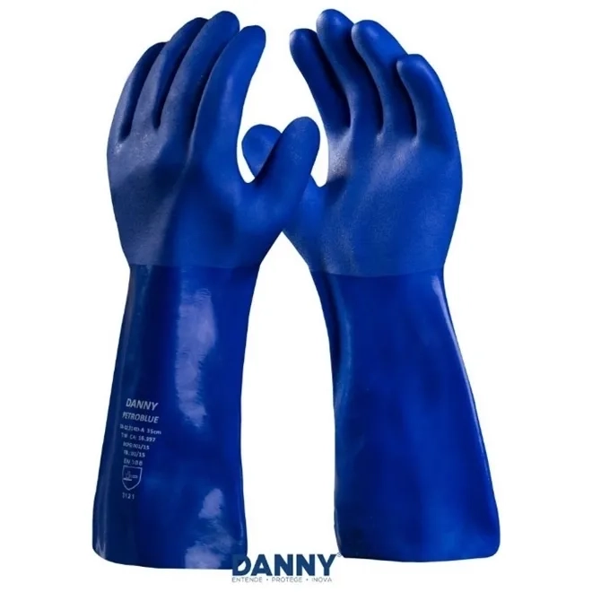 LUVA DE PVC AZUL 35 CM PETROBLUE DANNY CA 38792