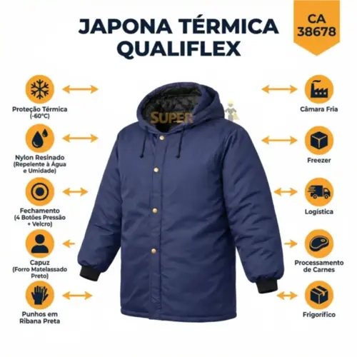 Japona Para Câmara Fria em Nylon Lisa Qualiflex Gramatura 400 até -60 Graus CA 38678