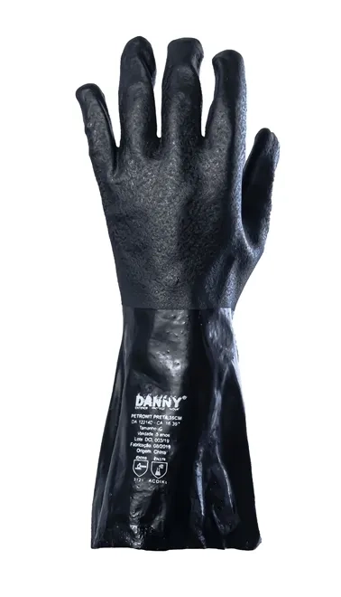 Luva de Segurança Em PVC Danny Petronit Preta 35 Cm Mais Reforçada DA-12214D CA 16397 - Caixa Com 12 Pares