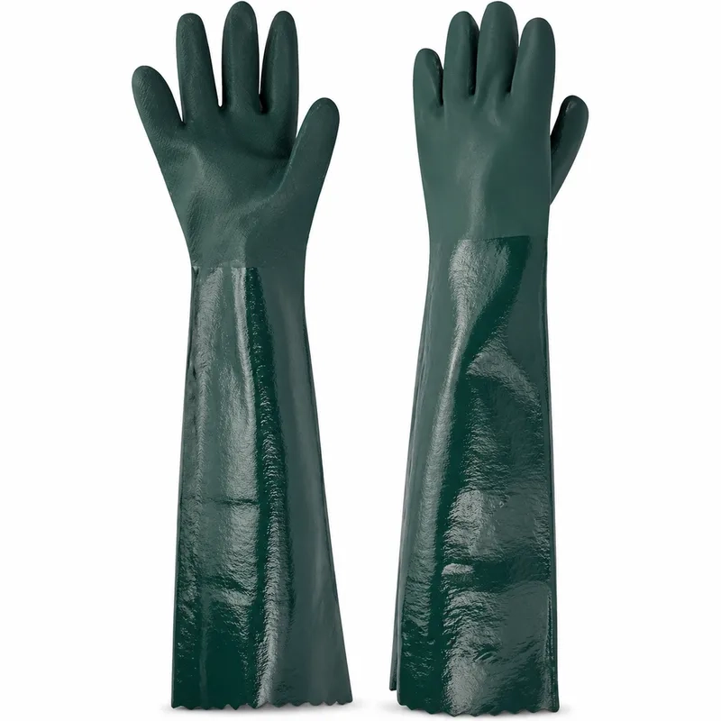 Luva Pvc Forrada Cano Longo e Palma Áspera Jundtex 70cm CA 30514
