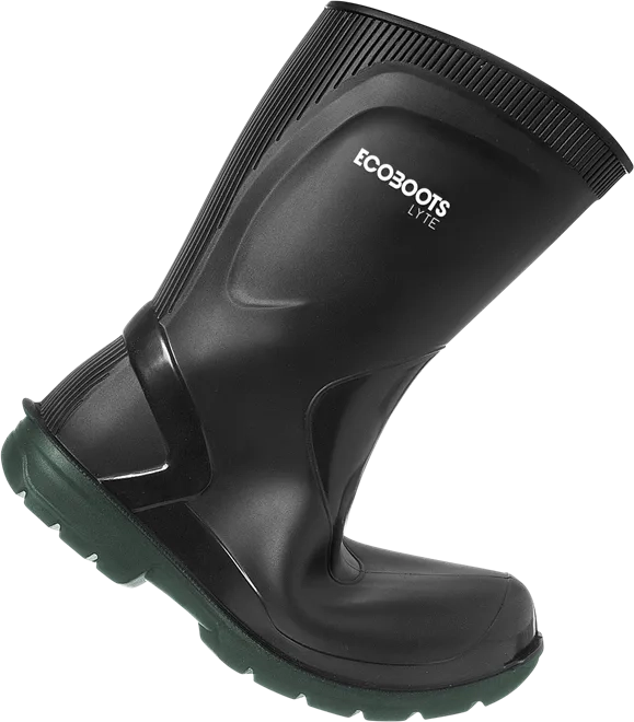 Bota de Pu Ecoboots Service Baixas Temperaturas Preta e Verde, Antiderrapante e Ultra Resistente CA 38589