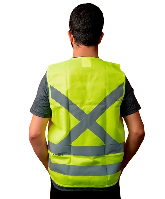 Colete Refletivo Amarelo Fluorescente Super Safety Sem Bolso Com Zíper HI-VIS
