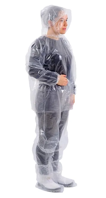 Conjunto Impermeável em Polietileno Transparente Prevemax Bota, Calça e Capa com Capuz CA 30355 e CA 30354
