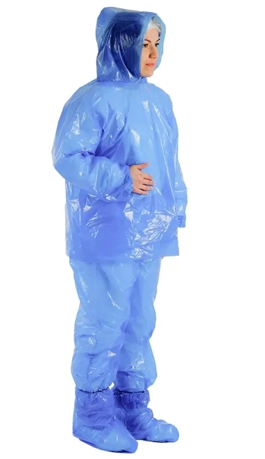 Conjunto Impermeável em Polietileno Azul Prevemax Bota, Calça e Capa com Capuz CA 30355 e CA 30354