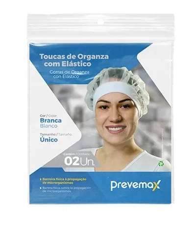 Touca de Organza Com Ribana Prevemax Embalagem Individual Com 2 Unidades