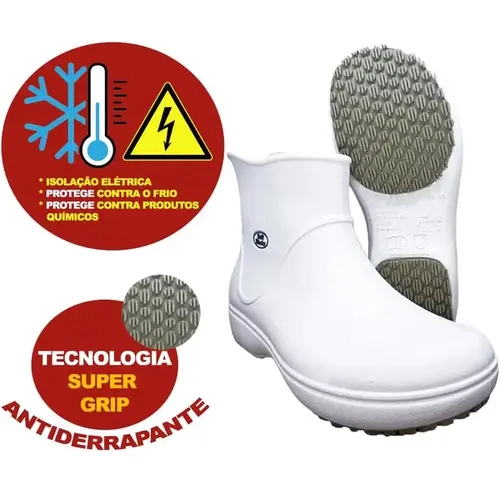 Bota Profissional Light Boot BB85 Branca Ca 37390 Soft Works Isolante ao Frio e Antiderrapante