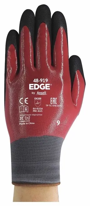 Luva de Proteção Ansell Edge 48-919 Duplo Banho Nitrílico CA 43203