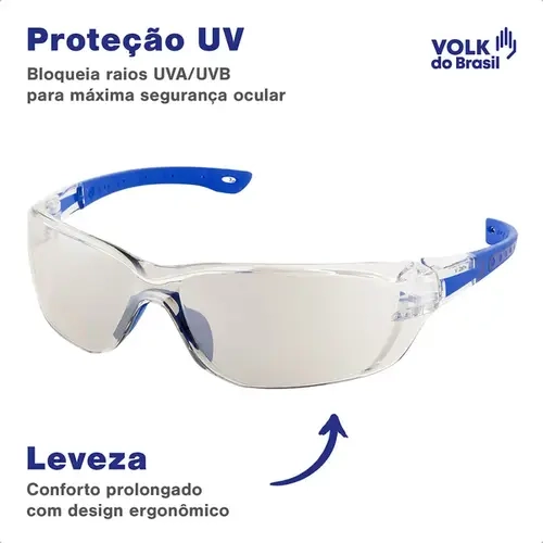 Óculos de Proteção Vvision 600 Antiembaçante e Antirrisco Lente Espelhada CA 42922
