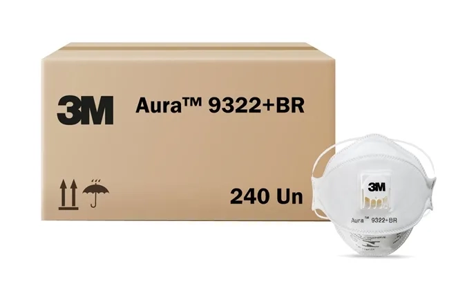 Máscara de Segurança 3M™ Aura™ 9322+BR Com Válvula Caixa Master 240 Unidades