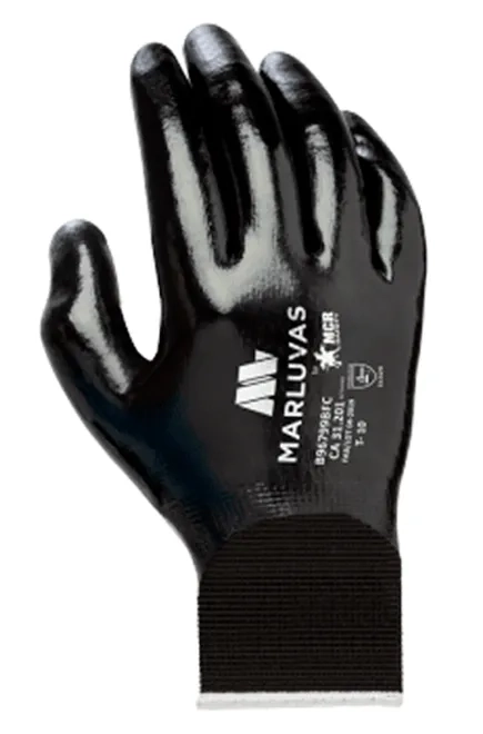 Luva de Segurança Marluvas Com Banho Nitrílico Total Shogun Black Full Coat CA 31201