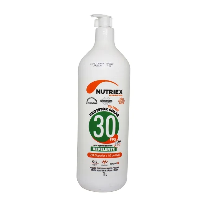 Protetor Solar com Repelente FPS 30 1/3 UVA Nutriex 1 Litro com Bico Dosador