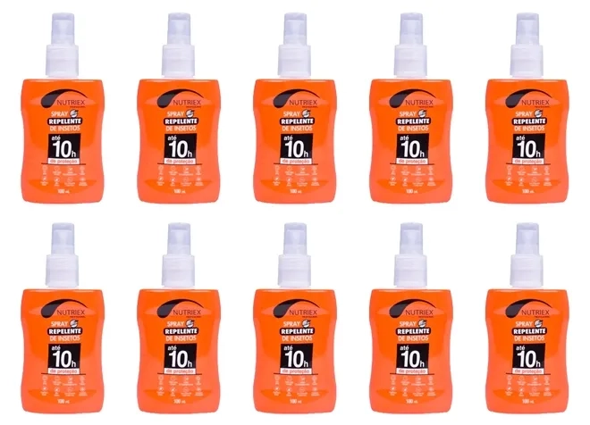 Repelente de Insetos Spray Até 10 Horas Nutriex 100ml - Caixa 10 Unidades
