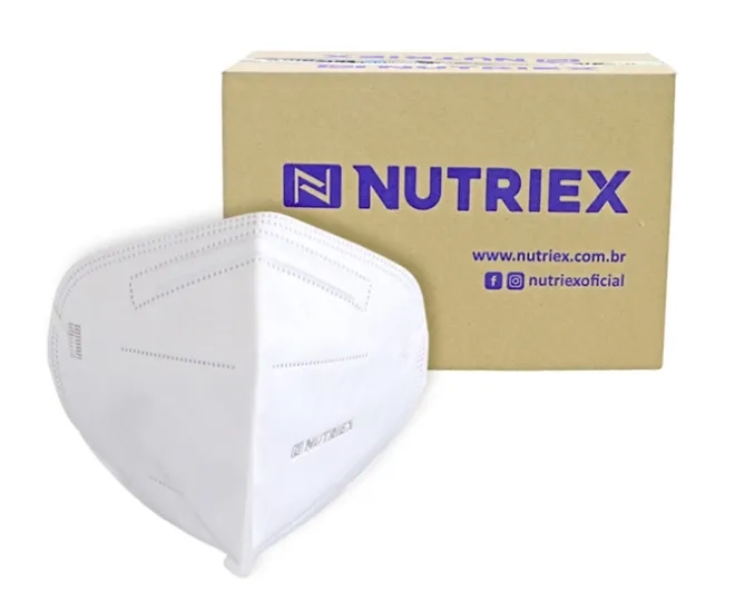 Máscara Respiratória Nutriex N95 Anvisa PFF2 Branca CA 46868 Caixa com 100 Unidades