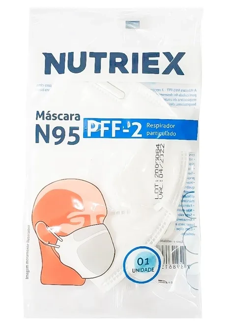 Máscara Respiratória Nutriex N95 Anvisa PFF2 Branca CA 46868 Caixa com 100 Unidades