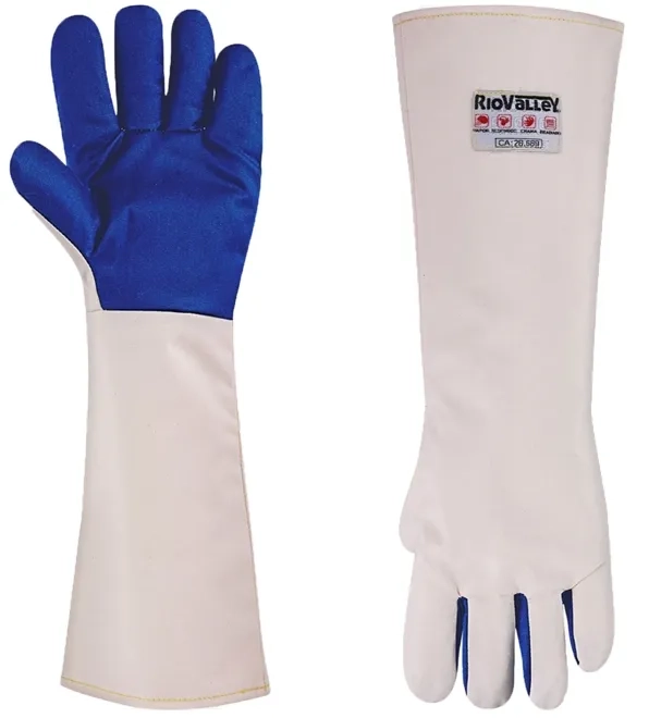 Luva de Proteção Térmica 5 Dedos Até 250º Rio Valley Rio-230-PA Punho Longo 45 CM Palma Meta-Aramida CA 49963