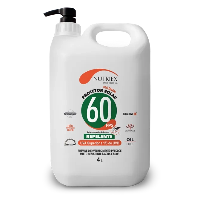 Protetor Solar Profissional Nutriex Fator 60 Com Repelente 4 Litros Com Bico Dosador