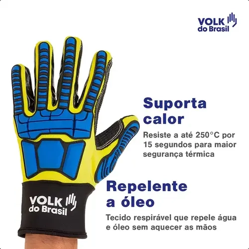 Luva de Proteção Impacto CUT R3 Volk Anticorte Dorso Reforçado CA 43109