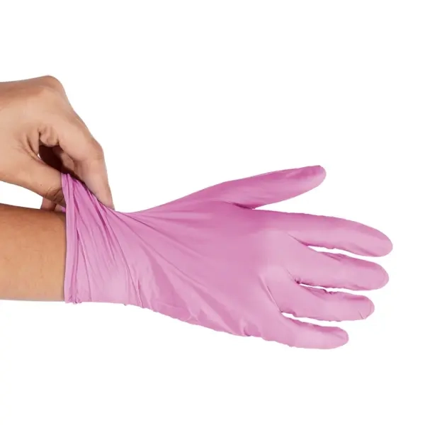 Luva Nitrílica Rosa Sem Talco Descarpack Caixa 100 CA 41211