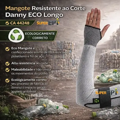 Mangote Eco Longo de PET Reciclado Com Velcro Resistente ao Corte Danny DA-73600DY CA 44248