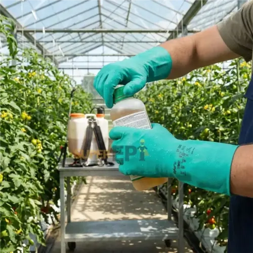Luva de Segurança Nitrílica Verde Ansell Alphatec 37-300 Sem Forro e Com Proteção Química CA 44299