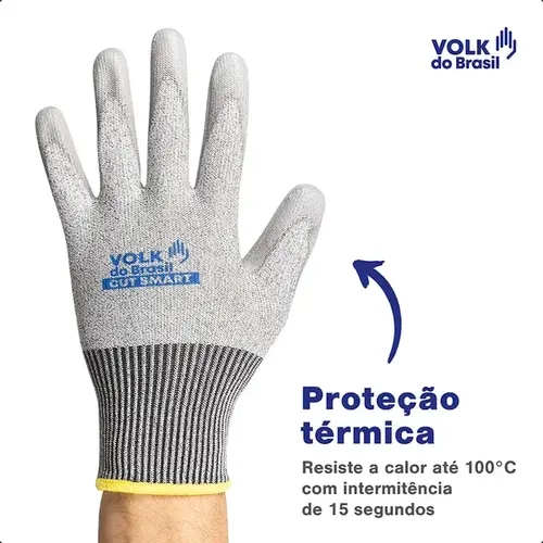 Luva de Segurança Resistente ao Corte Nível 5 Cut Smart Volk CA 39416