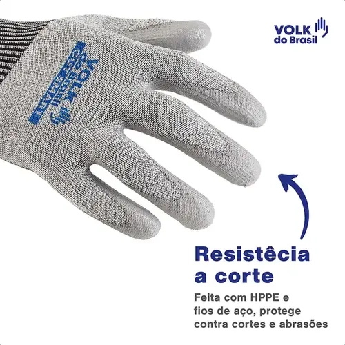 Luva de Segurança Resistente ao Corte Nível 5 Cut Smart Volk CA 39416