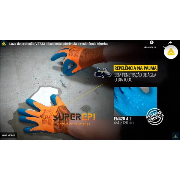 Luva de Segurança Delta Plus  Pure Gauge 13 VE733 Resistência a Corte e Temperaturas até 250º Graus  CA 44566