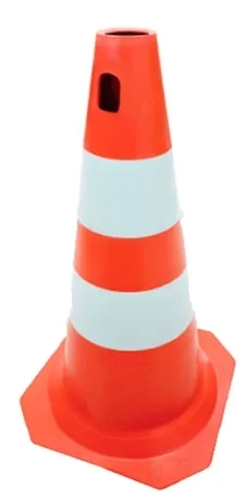 Cone de Sinalização PLT Rígido 50 CM Plastcor 700.01283 Laranja e Branco