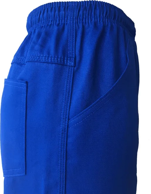 Calça de Sarja Brim Azul Royal Com Cintura Elástica e Bolso