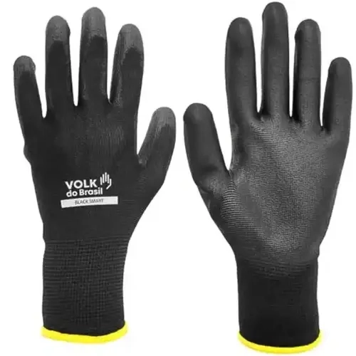 Luva de Segurança Volk Black Smart com Banho de PU – Tátil e Flexível – CA 46932