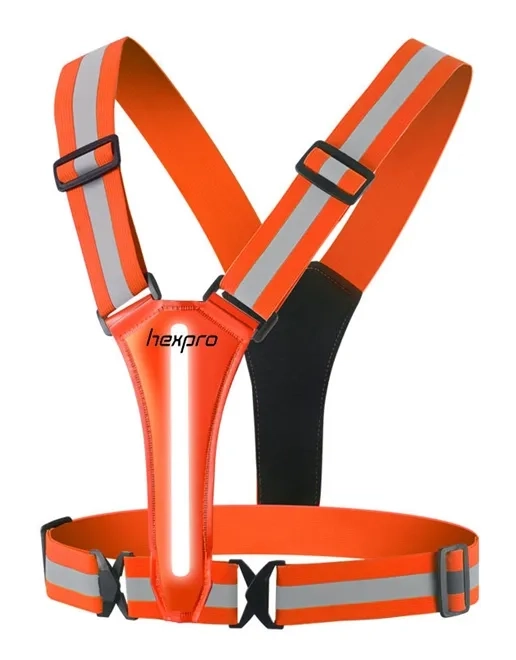 Colete Refletivo HexPro Laranja com Led e Tiras Refletivas HexGear Pro