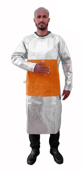 Avental com Reforço em Raspa Aluminizado Carbono 1,20 X 0,70 Benetherm para Calor Radiante e Respingos de Metais em Fusão 1400°C CA 45750