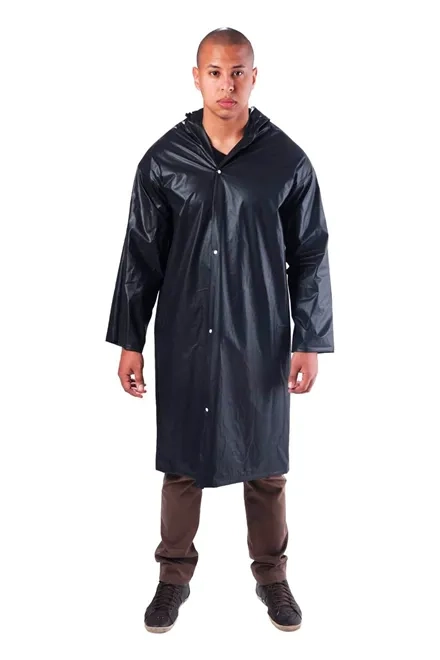 Capa de Chuva em PVC Forrado Policap Vinilseg Preta Linha Top Mais Reforçada CA 33304