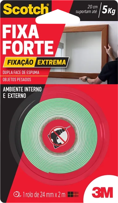 Fita Dupla Face 3M Scotch 24MM X 2M Fixação Extrema e Permanente HB004492250
