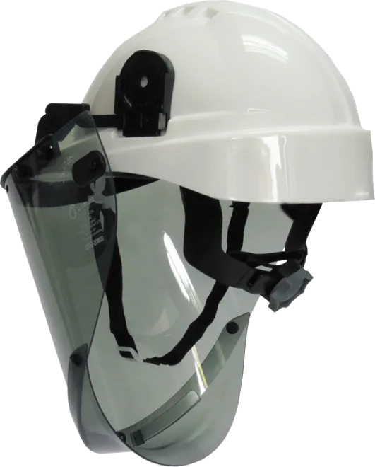 Kit Protetor Facial Arc-Flash Cinza Com Capacete Proteção Térmica, Arco Elétrico Eletricista, e Contra Raios Ultravioletas - Infravermelho - Luz Intensa CA 47085