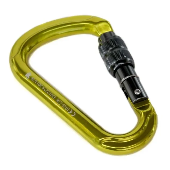 Mosquetão Sideup Em Alumínio 25KN Trava Rosca Amarelo Neon SU2318 CE EN NBR