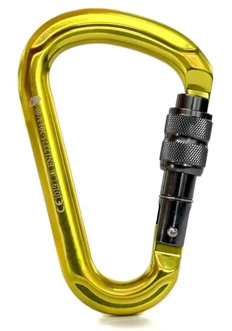 Mosquetão Sideup Em Alumínio 25KN Trava Rosca Amarelo Neon SU2318 CE EN NBR