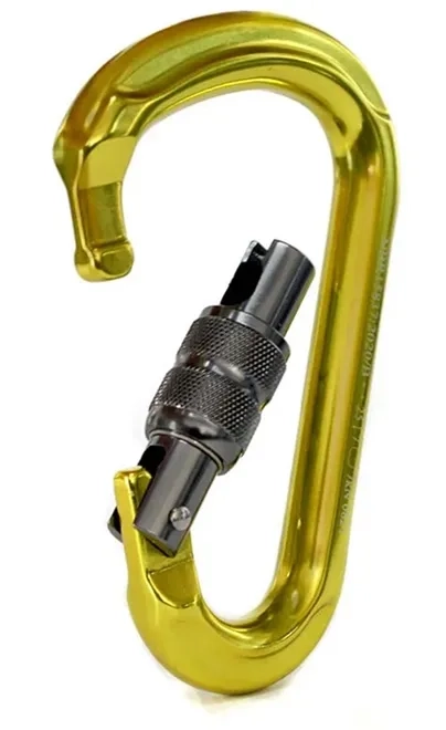 Mosquetão Sideup Em Alumínio 25KN Trava Rosca Amarelo Neon SU2318 CE EN NBR