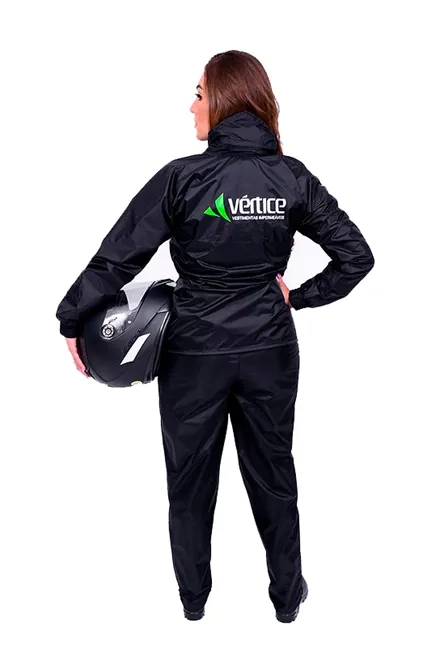 Conjunto  Impermeável Para Motociclista Feminino em Nylon Preto Vértice CA 28721/28740