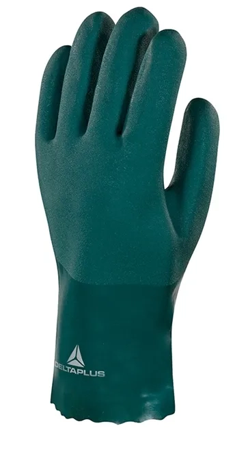 Luva Pvc Forrada PVCGRIP25 Delta Plus Cano Longo e Palma Áspera 25cm CA 37559
