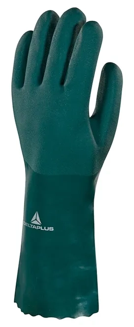 Luva Pvc Forrada PVCGRIP35 Delta Plus Cano Longo e Palma Áspera 35cm CA 37559
