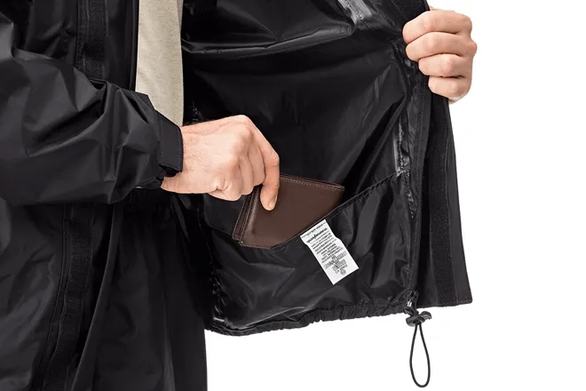 Conjunto Impermeável em Nylon Pantaneiro Preto com Gola, Bolso Interno e Refletivo CA 42187/42186