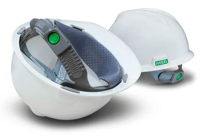 Capacete MSA V-GARD Completo Com Suspensão Push Key e Jugular Classe B CA 498