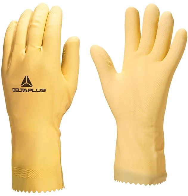 Luva em Látex Delta Plus ALPHA VE905 Clorinada Amarela Ótima Resistência Química CA 36293