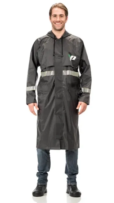 Capa de Chuva Pantaneiro Linha Premium Nylon Preta com Refletivo, Capuz e Ventilada CA 43333